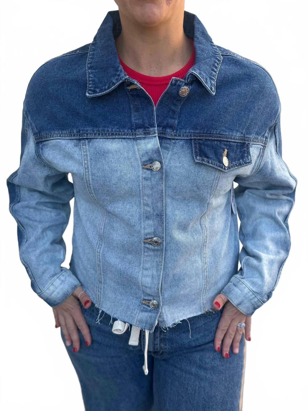 NEW LA SOCIETY gradient denim jacket in gradient ombré wash